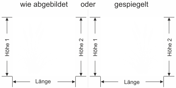 Preview: Milchglasfolie Ziergras - Ansicht Ausrichtung mit Farbauswahl und Anleitung zur Größenberechnung - Vorschlag 2