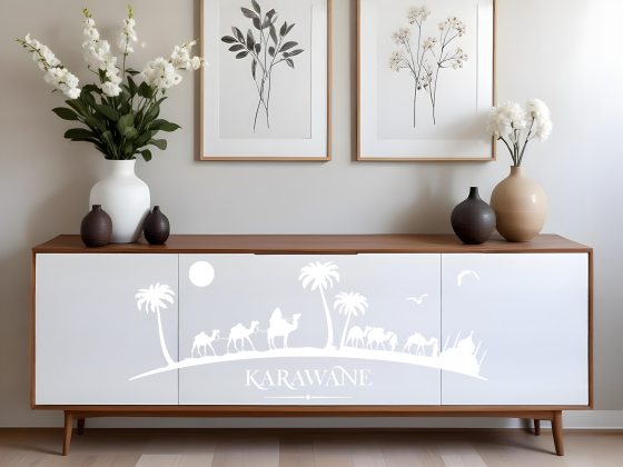 Preview: Möbelsticker Wüste - Ansicht Ausrichtung und Farbauswahl