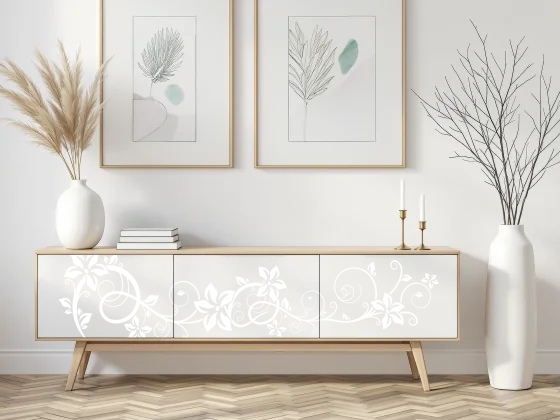 Möbeltattoo mit stilvoller Rankenpracht - Ansicht Ausrichtung und Farbauswahl