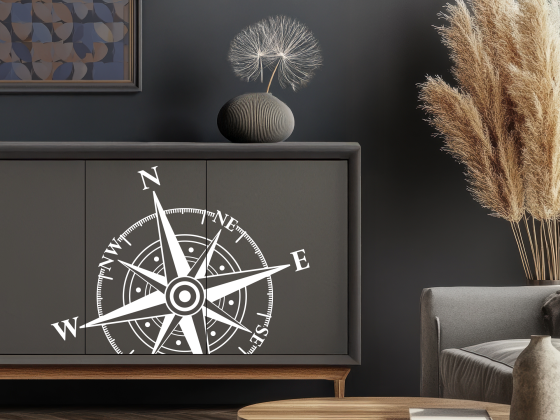 Preview: Möbeltattoo Windrose - Ansicht Wunschfarbe