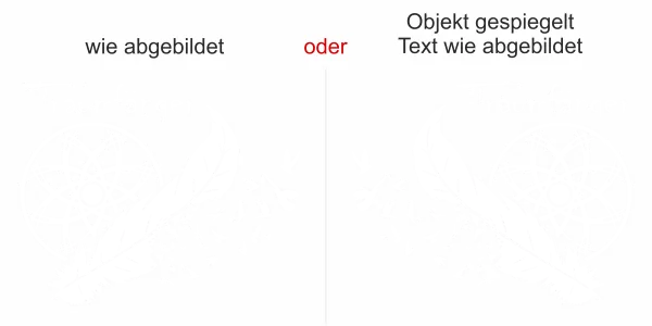 Möbeltattoo mit Traumfänger und Text - Ansicht Ausrichtung und Farbauswahl
