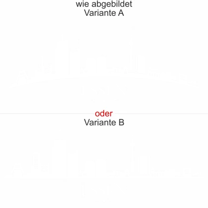 Konturgeschnittene Möbelfolie mit Essener Skyline - Ansicht Ausrichtung mit Farbauswahl und Variante
