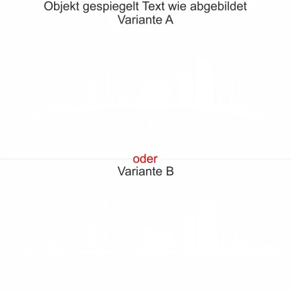 Konturgeschnittene Möbelfolie mit Essener Skyline - Ansicht Ausrichtung mit Farbauswahl und Variante