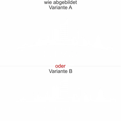 Konturgeschnittene Möbelfolie mit Leipziger Skyline - Ansicht Ausrichtung mit Farbauswahl und Variante - Ansicht Ausrichtung mit Farbauswahl und Variante