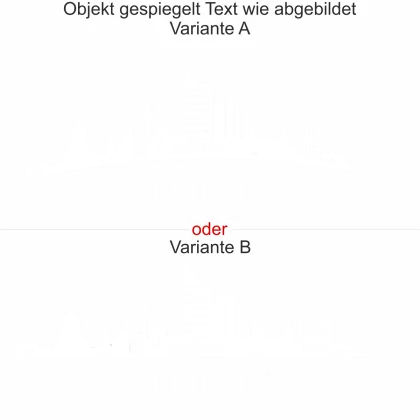Konturgeschnittene Möbelfolie mit Leipziger Skyline - Ansicht Ausrichtung mit Farbauswahl und Variante