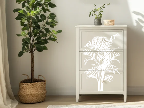 Möbelaufkleber Palmwedel - Ansicht Ausrichtung und Farbauswahl