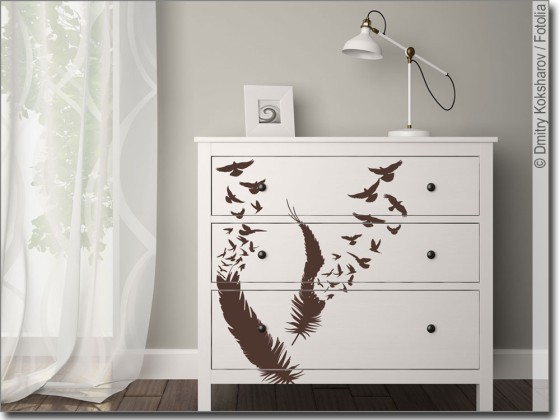 Preview: Möbelsticker Vögel mit Feder