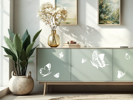 Preview: Ansicht Wunschfarbe Sticker für Möbel Schmetterlinge