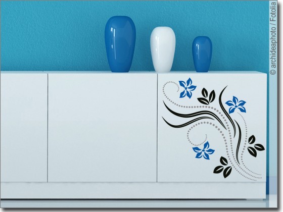 Preview: Bunter Möbelsticker Blütenkunst