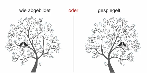 Möbeltattoo mit buntem Baum - Ansicht Ausrichtung