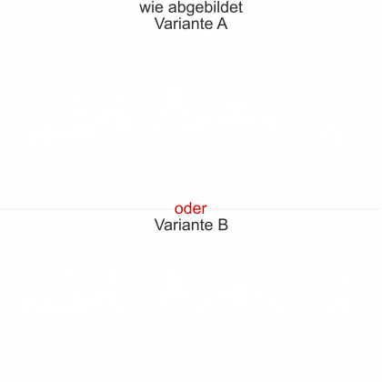 Preview: Silhouette von Dresden als Aufkleber für Möbel - Ansicht Ausrichtung mit Farbauswahl und Variante