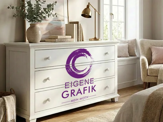 Möbeltattoo Eigenes Logo einfarbig im Büro