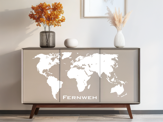 Preview: Aufkleber für Möbel Weltkarte - Ansicht Farbauswahl