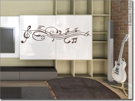 Möbeltattoo Musik - Aufkleber für Möbel mit Noten, Notenlinien und Notenschlüssel