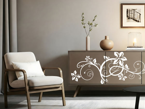 Preview: Möbeltattoo mit schönem stilvollen Ornament - Ansicht Ausrichtung und Farbauswahl