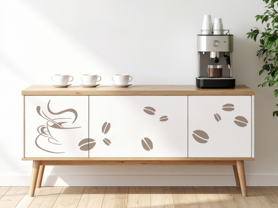 Preview: Möbeltattoo Tasse mit Kaffeebohnen