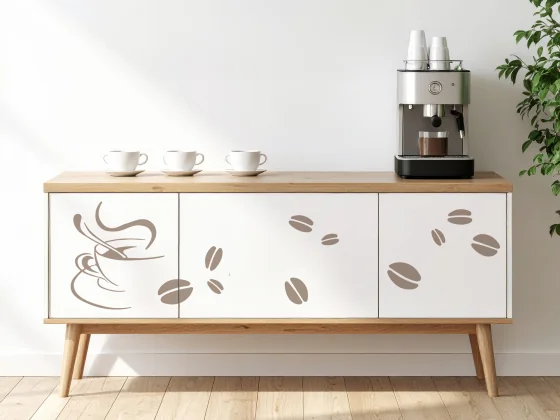 Möbelfolie Set Tasse mit Kaffeebohnen