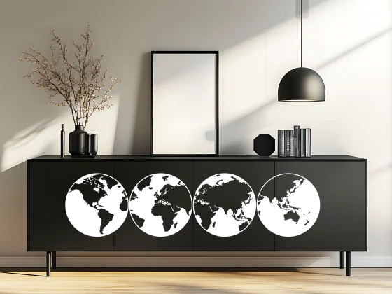 Weltkarte als dekorativer Möbelaufkleber - Ansicht Farbauswahl