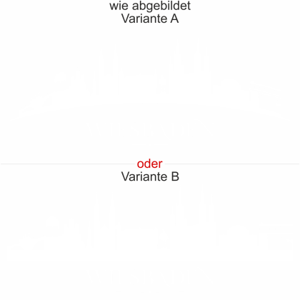 Preview: Silhouette von Wiesbaden als Aufkleber für Möbel - Ansicht Ausrichtung mit Farbauswahl und Variante