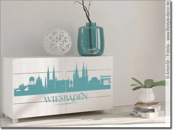 Silhouette von Wiesbaden als Aufkleber für Möbel