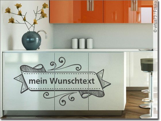 Preview: Möbeltattoo Wunschtext in Banderole