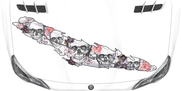 Preview: Autoaufkleber Totenköpfe und Blüten Preview: Autoaufkleber Totenköpfe und Blüten