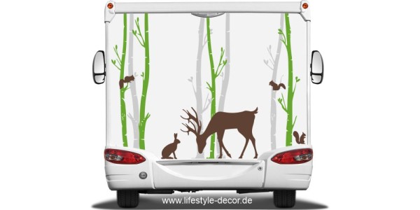 Preview: Camper Aufkleber Tiere im Birkenwald Preview: Camper Aufkleber Tiere im Birkenwald