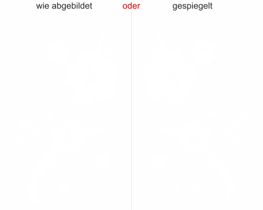 Preview: Wandtattoo Ornament Feder Preview: Wandtattoo mit Ornamente Feder - Ansicht Ausrichtung und Farbauswahl