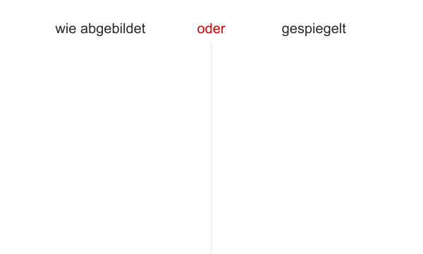 Preview: Aufkleber für Möbel mit Pusteblume im Wind - Ansicht Ausrichtung und Farbauswahl