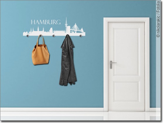 Preview: Wandtattoo Garderobe Hamburger Skyline Preview: Wandtattoo Garderobe Hamburger Skyline