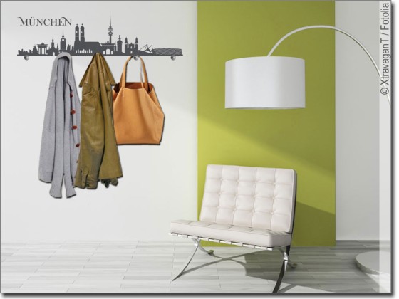 Preview: Wandtattoo Garderobe Münchner Skyline