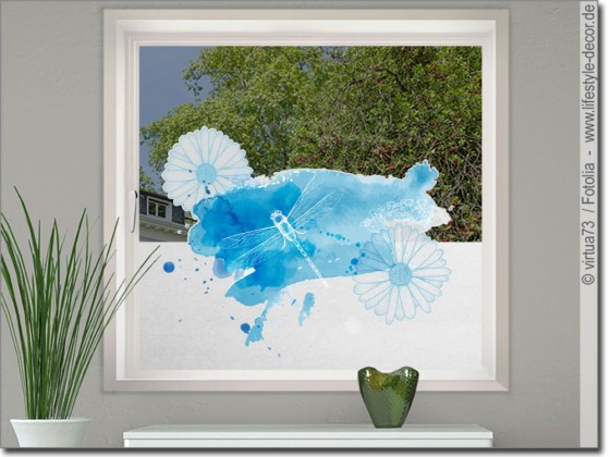 Preview: Milchglas Sichtschutz Libelle