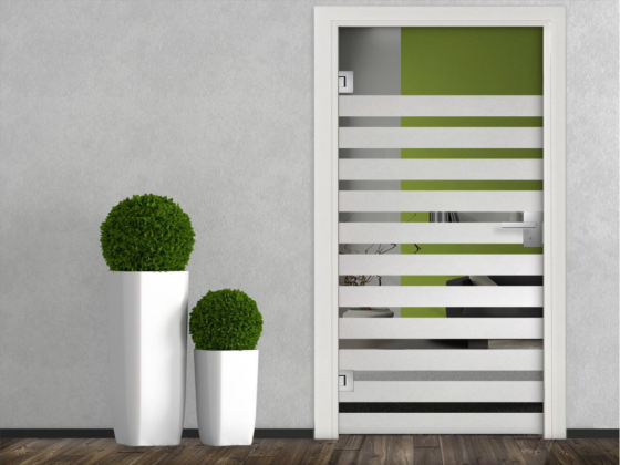 Preview: Sichtschutz Dekorfolie Streifen 10/5 cm auf Tür