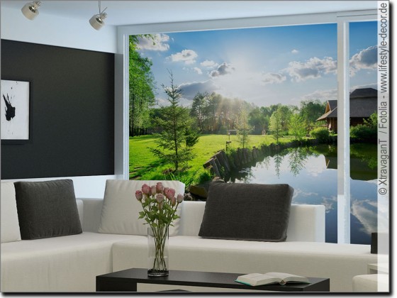 Preview: Foto auf Folie Landschaft mit See