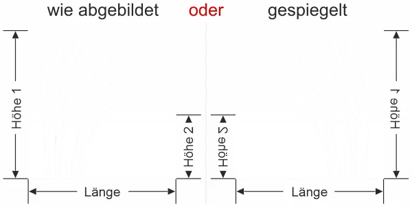 Sichtschutz Milchglasfolie Gräser im Wind - Ansicht Ausrichtung mit Farbauswahl und Anleitung zur Größenberechnung - Vorschlag 1