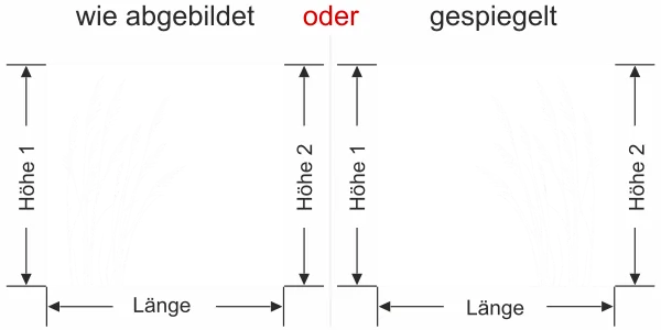 Sichtschutz Milchglasfolie Gräser im Wind - Ansicht Ausrichtung mit Farbauswahl und Anleitung zur Größenberechnung - Vorschlag 2