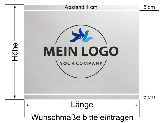 Preview: Milchglasfolie mit zwei Streifen Firmenlogo gedruckt Preview: Milchglasfolie mit zwei Streifen Firmenlogo gedruckt