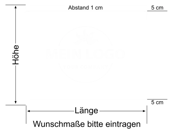 Sichtschutz Milchglasfolie mit zwei Streifen und Logo - Ansicht Beispielbild mit Farbauswahl