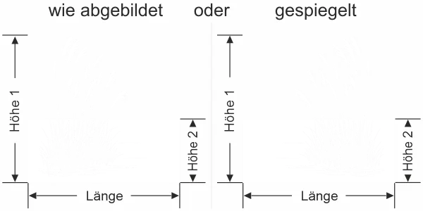 Sichtschutz Milchglasfolie Ufergräser - Ansicht Ausrichtung mit Farbauswahl und Anleitung zur Größenberechnung - Vorschlag 1