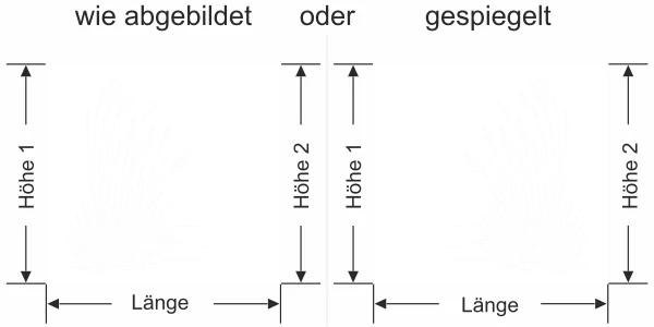 Sichtschutz Milchglasfolie Ufergräser - Ansicht Ausrichtung mit Farbauswahl und Anleitung zur Größenberechnung - Vorschlag 2