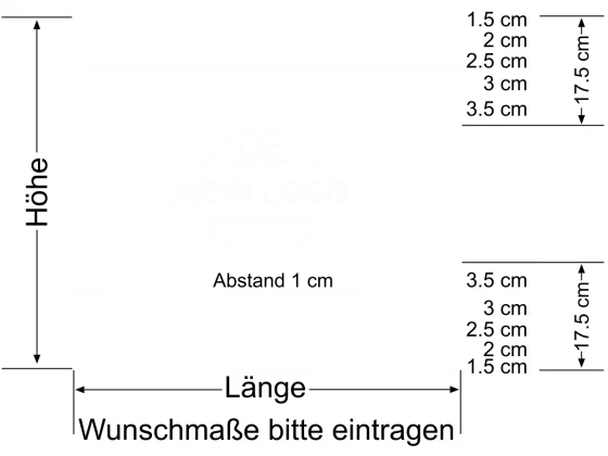 Sichtschutz mit Streifen und Firmenlogo - Ansicht Beispielbild mit Farbauswahl