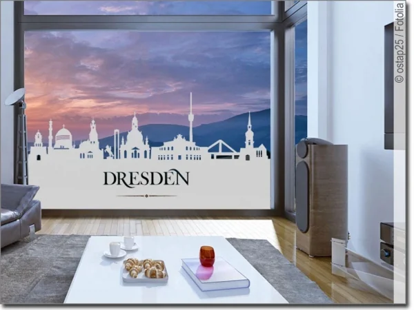 Blickdichte Fensterfolie mit der Skyline von Dresden