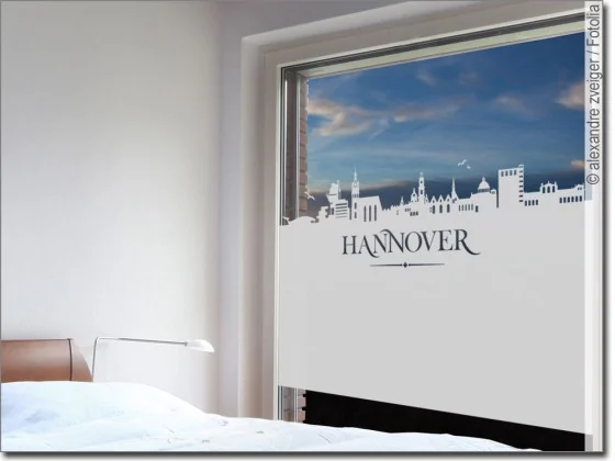 Blickdichte Fensterfolie mit der Skyline von Hannover