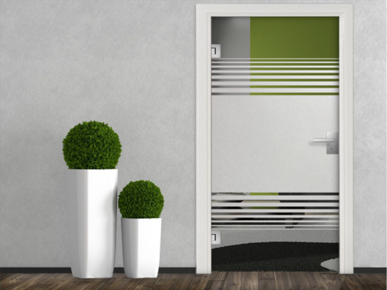 Preview: Sichtschutz Streifen Folie auf Tür