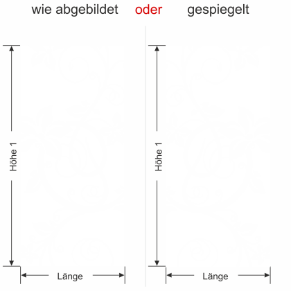 Preview: Sichtschutz für Glasflaechen mit Ornament - Ansicht Ausrichtung und Farbauswahl