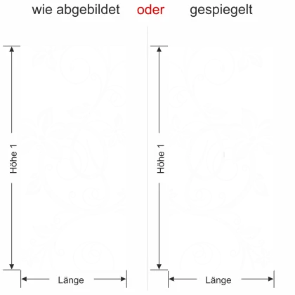 Sichtschutz für Glasflaechen mit Ornament - Ansicht Ausrichtung und Farbauswahl