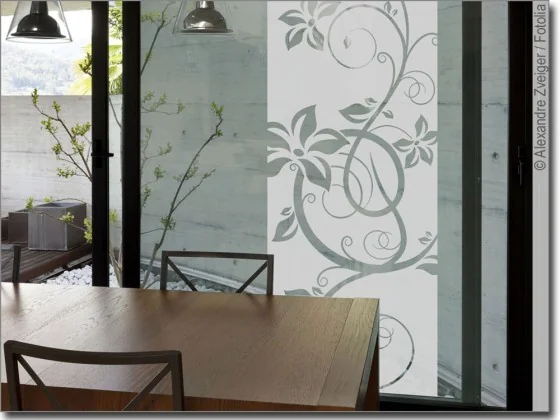 Sichtschutz für Glasflaechen mit Ornament