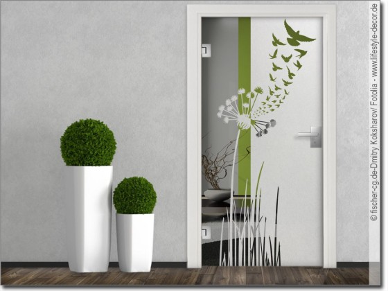 Preview: Sichtschutz Glastür Vogelschwarm aus der Pusteblume