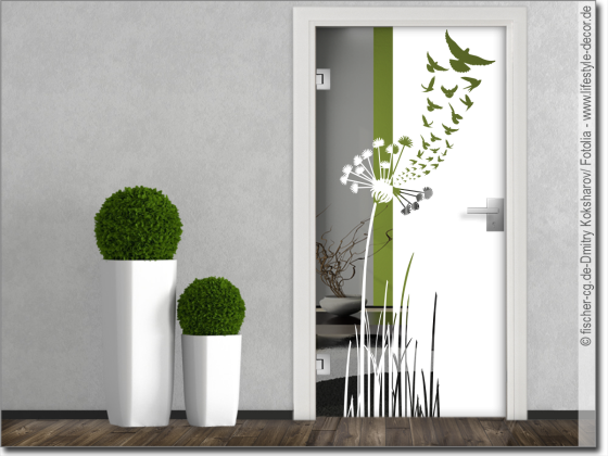 Preview: Sichtschutz Glastür Vogelschwarm aus der Pusteblume