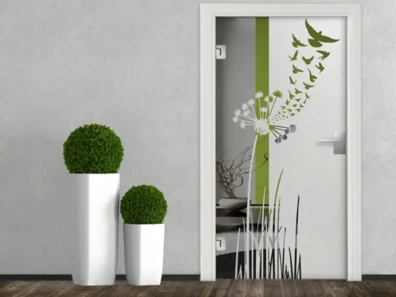 Sichtschutz Glastür Vogelschwarm aus der Pusteblume